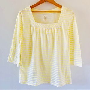 GAP Striped Relaxed Fit 3/4 Sleeve Cotton Top Sz M
